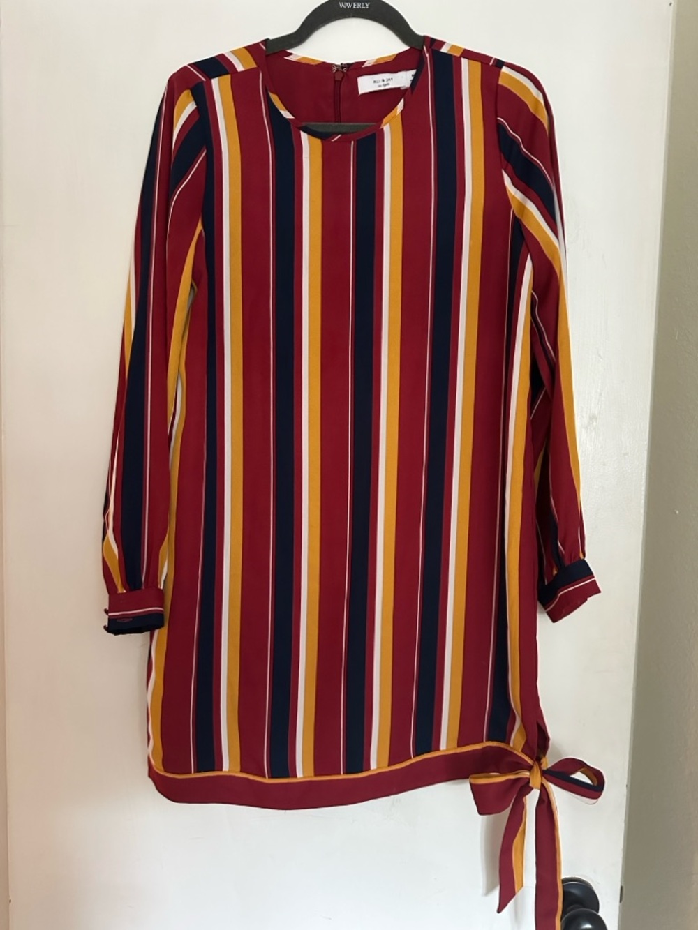 ALI & JAY Burgundy, Navy & Mustard Striped Shift Dress